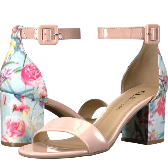 Chinese Laundry Pink Floral Block Heels - Picture 1 of 9